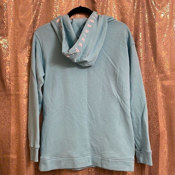PINK Victorias Secret light blue pullover hoodie sweater, white logo, XS - Picture 6 of 7